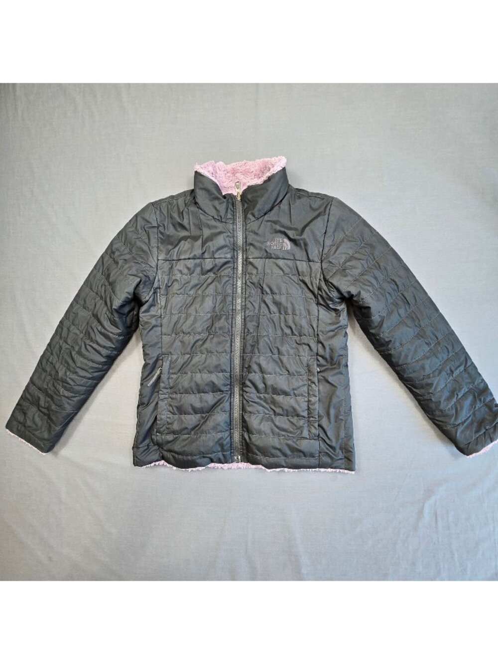 The North Face Girls L 14/16 Reversible Jacket Black/Purple Fleece Coat